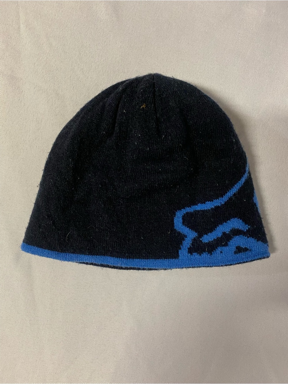 Fox Racing Mens Black and Blue Knit reversible Beanie Hat